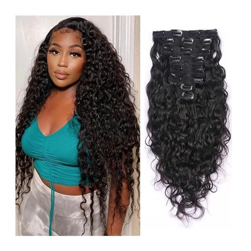 Clip-in-Haarverlängerungen Curly Clip in Human Hair Extensions Real Human Hair Double Weft Jerry Curly Natural Black Color For Black Women 120g/set 8Pcs/lot 18 Clips Per Pack Clip-in-Haarverlängerunge