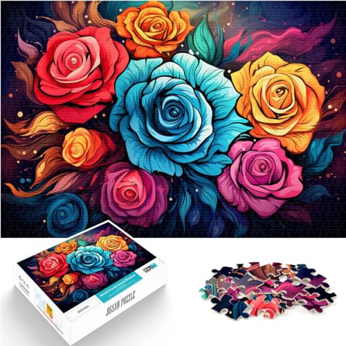 Puzzlespiel, bunte psychedelische Blumen, Puzzles für Erwachsene, 1000 Puzzle-Spielzeug, Holzpuzzle, Weihnachtswunschliste mit Weihnachtsmann, 1000 Teile (50 x 75 cm)