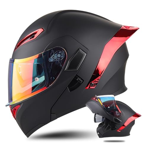 Doppelspiegel Motorradhelm Modularer Klapphelm ECE/DOT Zertifiziert Hochklappbarer Lokomotivhelm Full Face Helm Integralhelme Sturzhelm Mofa Helm Moped-Helm Vollvisierhelm