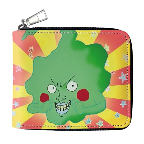 RYNDEX M-ob Psyc-ho 100 Geldtasche Anime, Spaß Süß Kawaii Kartenetui mit Münzfach, Kindergeldbörse für Ausweis Banknote Münze Foto(Color:Multicolor 6)