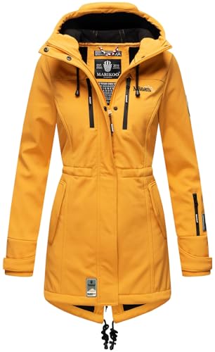 MARIKOO Damen Winter Jacke Winterjacke Mantel Outdoor wasserabweisend Softshell B614 [B614-Zimt-Amber-Yellow-Gr.XS]