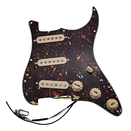 Geladenes Gitarren-Pickguard Goldener Spiegel Geladene Pickguard-Pickups Gitarre Alnico 5 Pickups SSS. Single Coils Pickups/Gelbe Pickupabdeckungen Set (Color : 4)