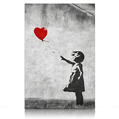 CanvasArts Ballon Girl - Banksy - Leinwand Bild auf Keilrahmen - red Balloon, Mädchen mit rotem Ballon, Graffiti (60 x 40 cm, Leinwand auf Keilrahmen)