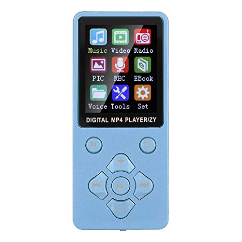 8 GB tragbarer MP3-Player, 1,8 Zoll Bluetooth 4.2 Radio Digital Audio MP4-Musik-Player mit Sprachaufzeichnung, Kopfhörer, Unterstützung von bis zu 32 GB, Kreuztasten(Blau)