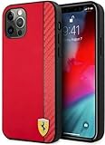 CG MOBILE für iPhone 12 / iPhone 12 Pro - Leder Red On Track Kollektion mit Streifen - Ferrari