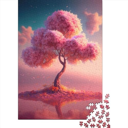 Kunstpuzzle für Erwachsene, 500 Teile, Sakura-Baum, Holzpuzzle für Erwachsene, Puzzles für anspruchsvolle Puzzlespiele und Familienspiele (Größe 20,47 x 14,96 Zoll)