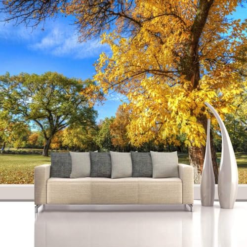 Herbst Ahornblätter Wald Wiese 3D Tapete Poster Restaurant Schlafzimmer Wohnzimmer Sofa TV Dekorative Wand-250cm×170cm