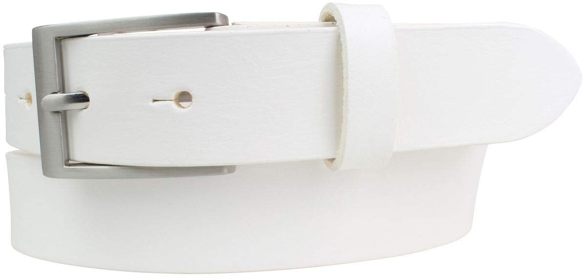 BELTINGER Gürtel aus Vollrindleder 3 cm | Anzug-Gürtel für Damen Herren 30mm | Chino-Gürtel mit massiver Schnalle | Weiß 80cm