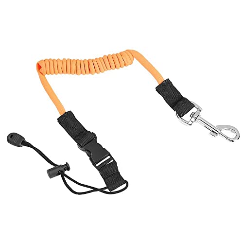 BFVAKBKYT Kajak Paddel Leine, Elastische Kajak Kanu Paddel Leine Surfbrett Surfen Seil Rudern Sicherheit Leine Ruderboote Lanyard Angelrute Kajak Zubehör Dehnbar Coiled(Orange)