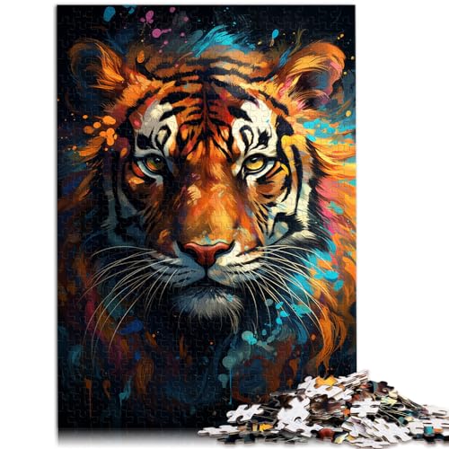 Puzzle zum Malen eines bunten Tigers für Erwachsene, 1000-teiliges Puzzle, Holzpuzzle für anspruchsvolles Puzzlespiel und Familienspiel, 1000 Teile (50 x 75 cm)