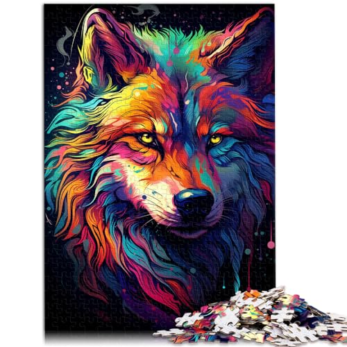 Puzzle für farbenfrohe Psychedelie des galaktischen Tierwolfs. 1000-teiliges Holzpuzzle als Geschenk für die ganze Familie. 1000 Teile (50 x 75 cm)