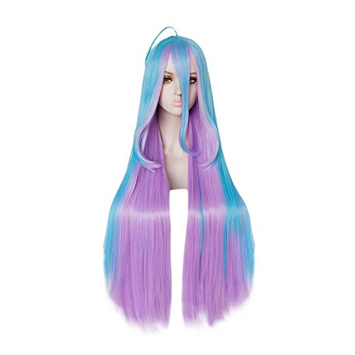 LINLINCD Cosplay wig Kein Spiel Kein Leben Shiro Natürliche Perücke Lange Gerade 2 Töne Blau Lila Mix Synthetische Cosplay Perücken Für Halloween Karneval Party Kuyb4572