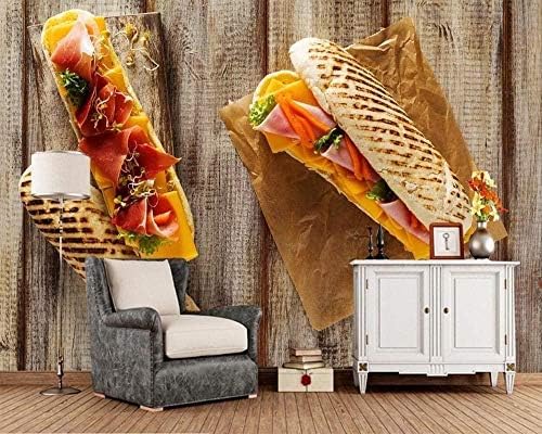 XLMING Sandwichesbroteschinkenbretterlebensmittelküchefastfood-Restaurants 3D Tapeten Home Esszimmer Sofa Schlafzimmer Wohnzimmer TV Hintergrund-350cm×256cm