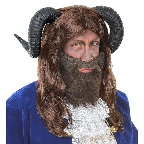 "BEAST WIG WITH HORNS" in box -