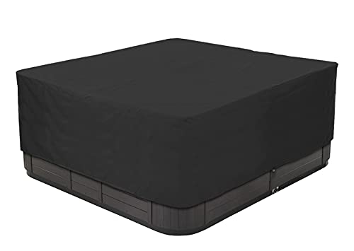 BaCover Outdoor Whirlpool Abdeckung, 210D Oxford-Gewebe Wasserdicht Spa Abdeckung Quadratische Poolabdeckung Mehrere Größen zur Auswahl,Schwarz,220x220x90cm