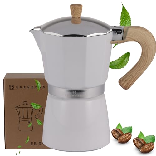 Edenberg MARBLE EB-9314 Kaffee, Brühmaschine, Kaffeemaschine 450ml, für 9 Tassen, ideal zum Brühen von Espresso, Induktion und Gas geeignet, weiß