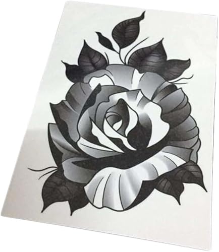 GETSTREE Tätowierung, temporäre Tätowierungen, Wunderschöne Tattoo-Aufkleber, 3 Blatt Gothic Black Rose Temporäre Tattoo-Aufkleber Blume Arm Hand Rücken Narbe abdecken Fake-Tattoos im Punk-Stil