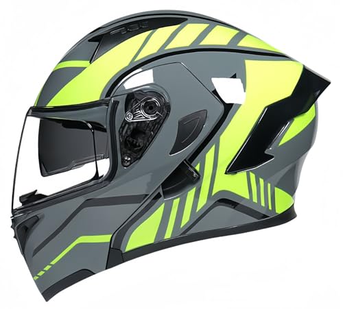 Modularer Motorradhelm, ECE-Zugelassener, Hochklappbarer Vollgesichts-Motorradhelm, Zugelassene Leichte ABS-Schale, Geeignet Für Unisex E,XL58-59CM