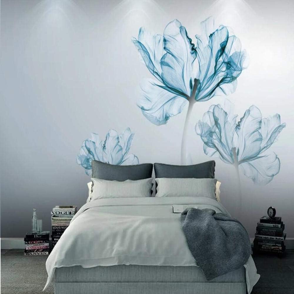 Blaue Blumen 3D Tapete Poster Restaurant Schlafzimmer Wohnzimmer Sofa TV Dekorative Wand-300cm×210cm