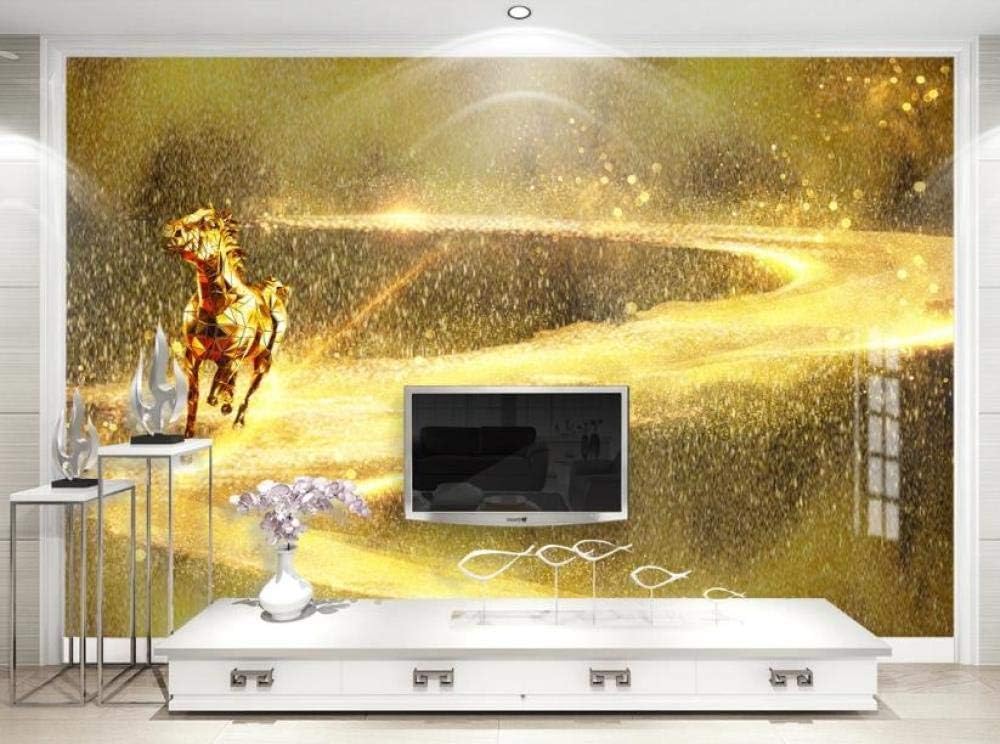 Goldenes Pferd Goldene Straße 3D Tapete Poster Restaurant Schlafzimmer Wohnzimmer Sofa TV Dekorative Wand-250cm×170cm