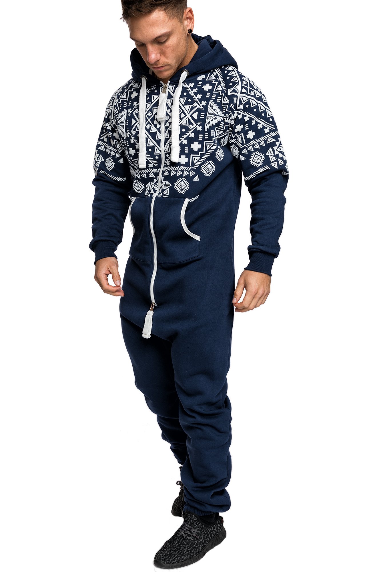 Amaci&Sons Herren Norweger Overall Jumpsuit Onesie Jogging Sportanzug Trainingsanzug Jogginganzug 3009 Navyblau S