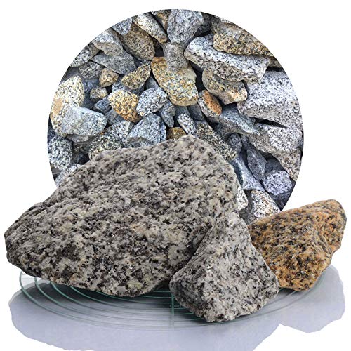 Schicker Mineral Granit Gabionensteine gelb-grau 25 kg, Bruchsteine 60-120 mm, Steine als Füllmaterial für Ihre Gabionen, zur Gartendeko