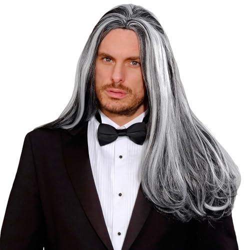 Widmann M9198 - Dream Hair Perücke Viktorianischer Vampir, schwarz-grau, hohe Qualität, Mottoparty, Karneval