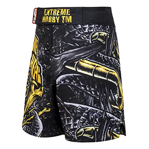 Extreme Hobby Athletic Kurze Hosen für Kinder Bone Crusher, Shorts Jungen Trainingshose Mädchen Schnell Trocknend Sporthose Kickboxen MMA Muay Thai Größe 128