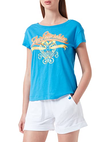 Love Moschino Womens Boxy fit Cotton Jersey T-Shirt, Light Blue, 38