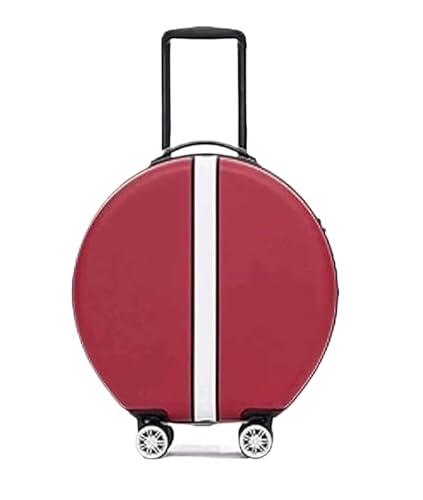 Koffer Trolley Reisekoffer 18 Zoll Runde Koffer Mit Rollen, Tragbarer Gepäckkoffer, Kariertes Handgepäck Koffer Gepäck Rollkoffer (Color : Rood, Size : 18in)