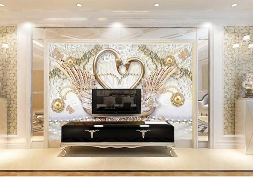 Schmuck Schmetterling Schwan 3D Tapete Poster Restaurant Schlafzimmer Wohnzimmer Sofa TV Dekorative Wand-430cm×300cm