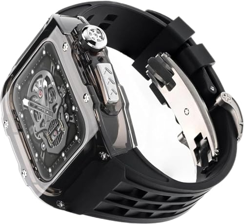 NEYENS Transparentes Uhrengehäuse, Gummiband, Mod Kit, für Apple Watch Ultra 2 8/7/6/5/4/SE Serie, für Herren und Damen, transparent, sportlich, atmungsaktiv, Ersatzarmband, 45 mm, Achat