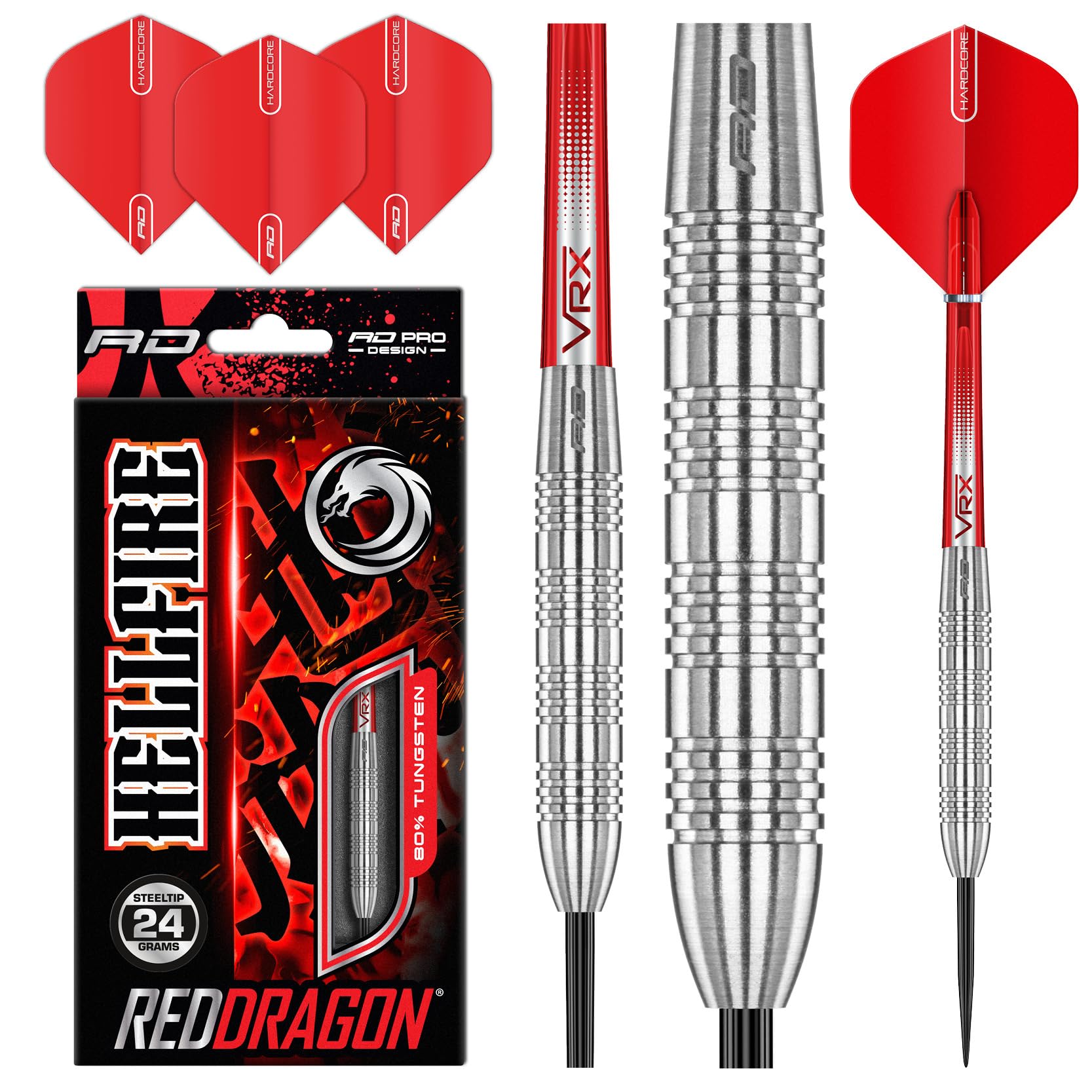 RED Dragon Hell Fire B 24g Wolframpfeil mit Metallspitzen mit Flights und Schäfte