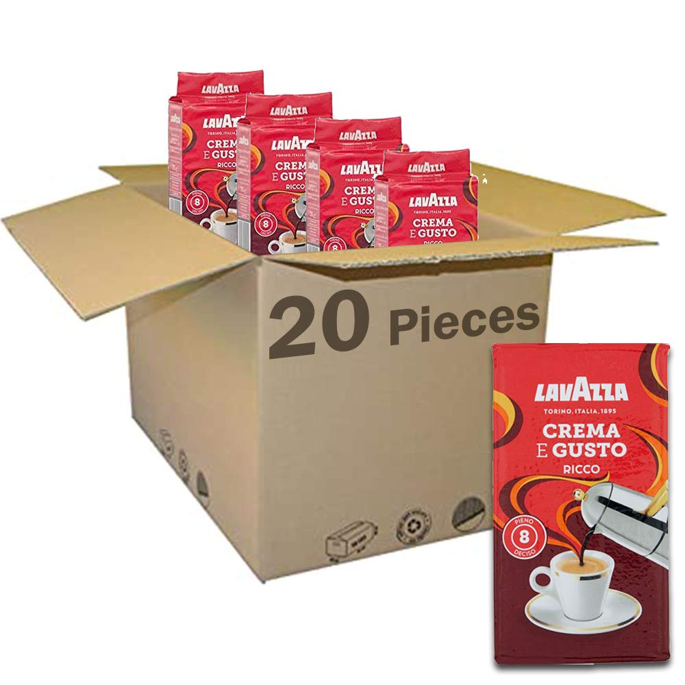 20x LAVAZZA Crema e Gusto Ricco Caffè Kaffee gemahlen Italienisch Espresso 250g