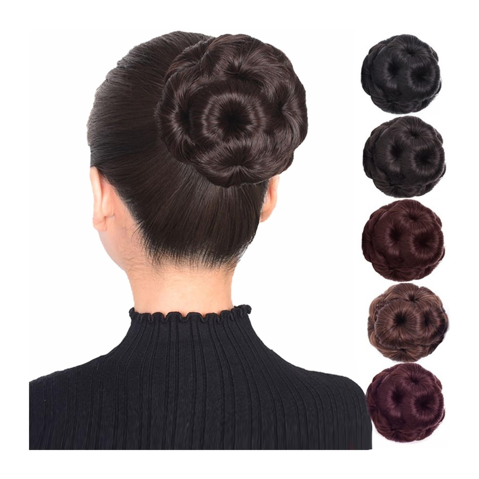 Haarteil Synthetischer Haar-Chignon, Pferdeschwanz-Brötchen, Blumen-Stil, lockiger Chignon, Hochtemperatur-Faser, Clip-in-Pferdeschwanz-Haarverlängerung, Damen-Haarteil Haarverlängerung(1pcs-02)