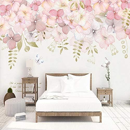 XLMING Romantisch Rustikal Handgemalt Rosa Blume Ölgemälde Küche Esszimmer Arbeitszimmer Wohnzimmer TV Hintergrund Wand 3D Tapete-430cm×300cm