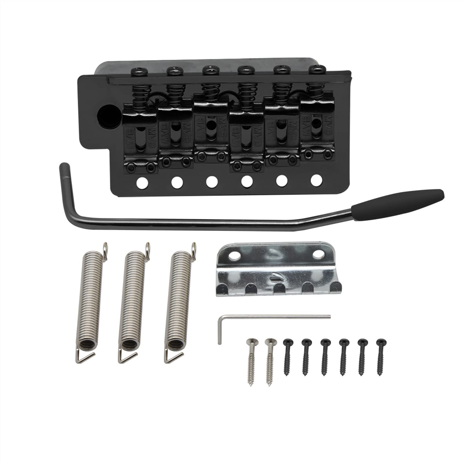 6 Stahlsättel Single Sperren Tremolo Bridge System Chrome/Black/Gold Option Für Stecken Elektrische Gitarre Gitarrebrücke(Black)