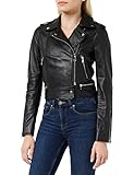 Oakwood Damen Jacke Echtleder 62326, Noir(Noir/Noir), Small