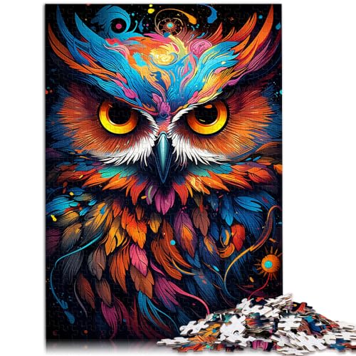 Puzzle für farbenfrohe psychedelische Tiereulen, Puzzle für Erwachsene, 1000 Teile, Holzpuzzle, Weihnachts- und Geburtstagsgeschenke, 1000 Teile (50 x 75 cm)