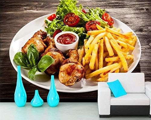 XLMING Pommes Fritesgebratenes Hähnchengemüsenahrungsmittelfast Foodrestaurantküchebar 3D Tapeten Home Esszimmer Sofa Schlafzimmer Wohnzimmer TV Hintergrund-200cm×140cm