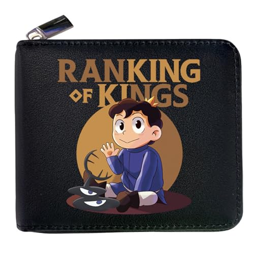 RYNDEX Ranki-ng of Kin-gs Anime Wallets, Praktische Reißverschluss Wallet mit Münzfach, Mädchen Geldtasche mit Münzfach und Geldscheinfach(Color:Black 1)