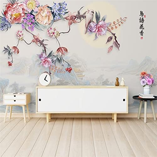 XLMING Porträt-Effekt Handgemalte Blumen Küche Esszimmer Arbeitszimmer Wohnzimmer TV Hintergrund Wand 3D Tapete-200cm×140cm