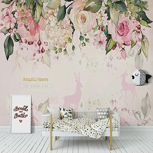 XLMING Rosa Blumendekoration 3D Tapete Home Dekoration Wohnzimmer Sofa Schlafzimmer Tv Hintergrund Wand-150cm×105cm