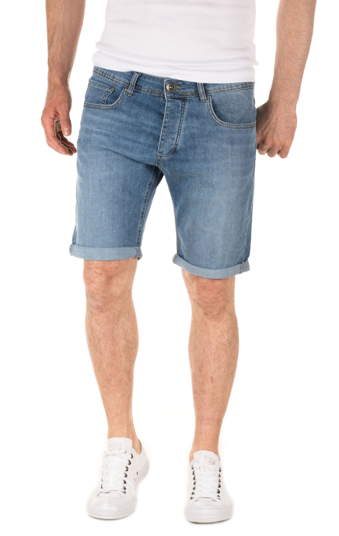 WOTEGA Herren Jeans Shorts Robin - Maenner Jeanshorts - Blaue Kurze Denim Hose - Männer Sommer Bermuda kurzehose, Blau (Copen Blue 184024), W33