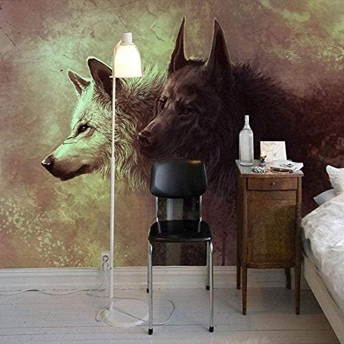 XLMING Portrait Poster Totem Wolf 3D Tapeten Home Esszimmer Sofa Schlafzimmer Wohnzimmer TV Hintergrund-430cm×300cm