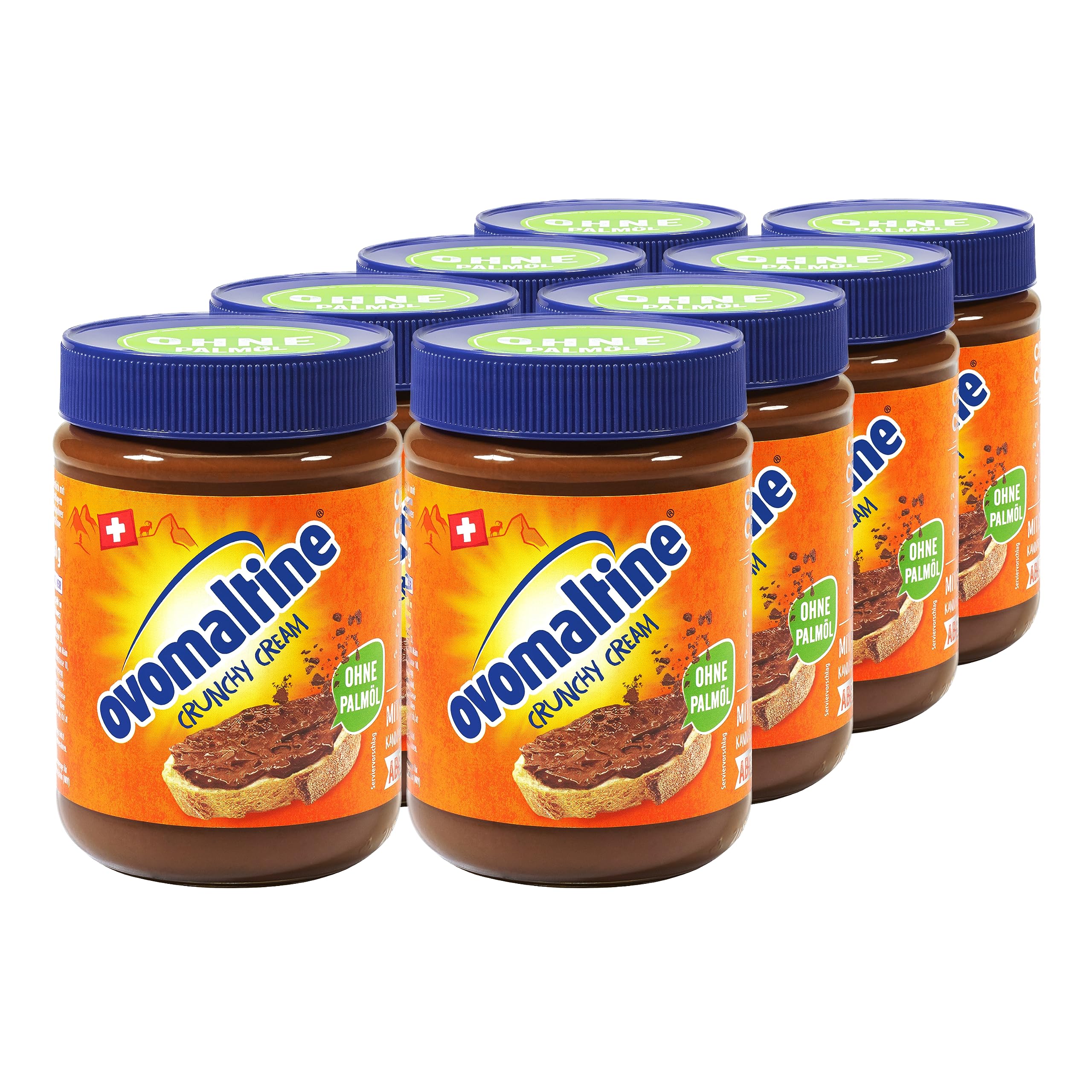 Ovomaltine Crunchy Cream Brotaufstrich - einzigartig knusprige Schoko-Creme ohne Palmöl - süßer Aufstrich mit knusprigen Ovomaltine Stückchen - hergestellt in der Schweiz (8 x 380g)