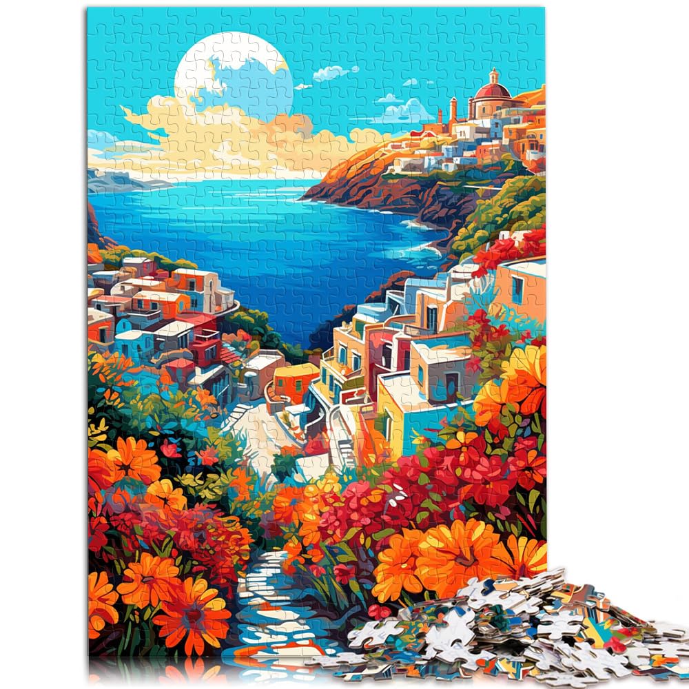 Puzzlespiel Bunte Psychedelie der griechischen Inseln Puzzles für Erwachsene 1000-teiliges Holzpuzzle Weihnachtsgeburtstagsgeschenke 1000 Stück (50 x 75 cm)