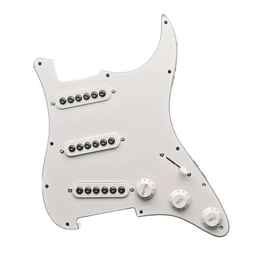 Schlagbrett Tonabnehmer für E Gitarre Vorverdrahtetes ST-Schlagbrett SSS 3 Single Coil-Tonabnehmer Einstellbares Schlagbrett mit großen Schrauben für E-Gitarre(White White pickup)