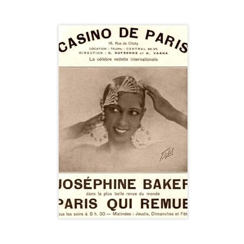 HACERR Reproduktion französisches Poster von Joséphine Baker, Leinwandposter, Wandkunst, Dekordruck, Bild, Gemälde für Wohnzimmer, Schlafzimmer, Dekoration, 50 x 75 cm