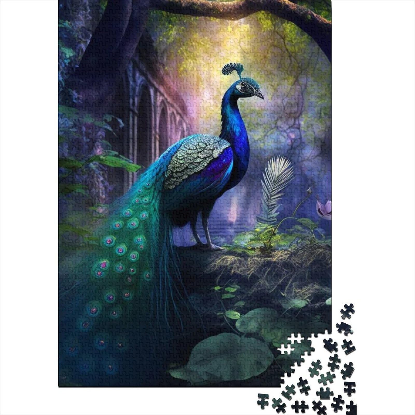 Seltsamer Pfau, Holzpuzzle für Erwachsene, Puzzle 1000 Teile, Puzzle für Erwachsene, Geschenke, Dekomprimieren, intellektuelles Lernspielzeug, 75 x 50 cm